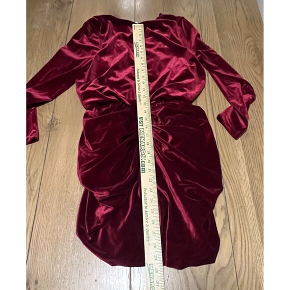 MISA Los Angeles Felt Runched Mini Dress Red Size Small Small Party Preppy - Picture 8 of 8